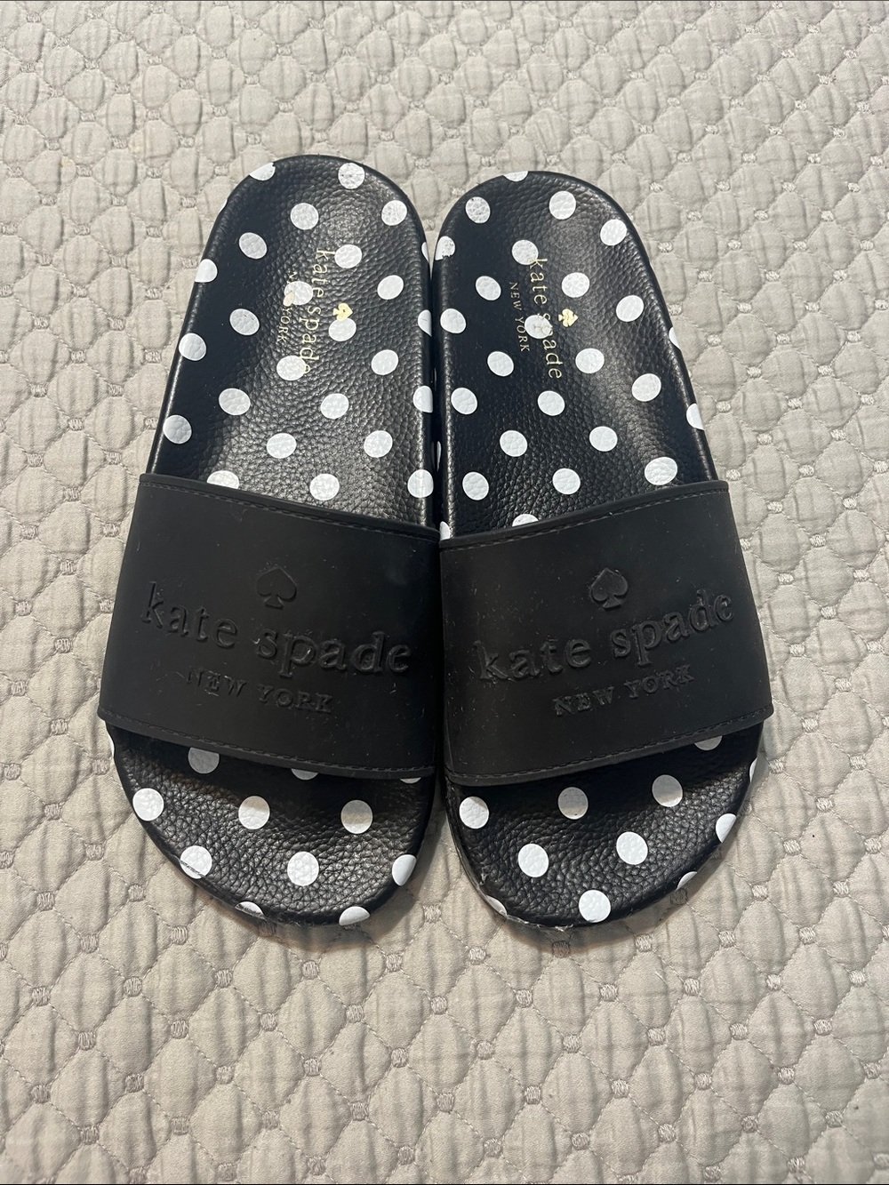 kate spade Black and White Polka Dot Slide Sandals
